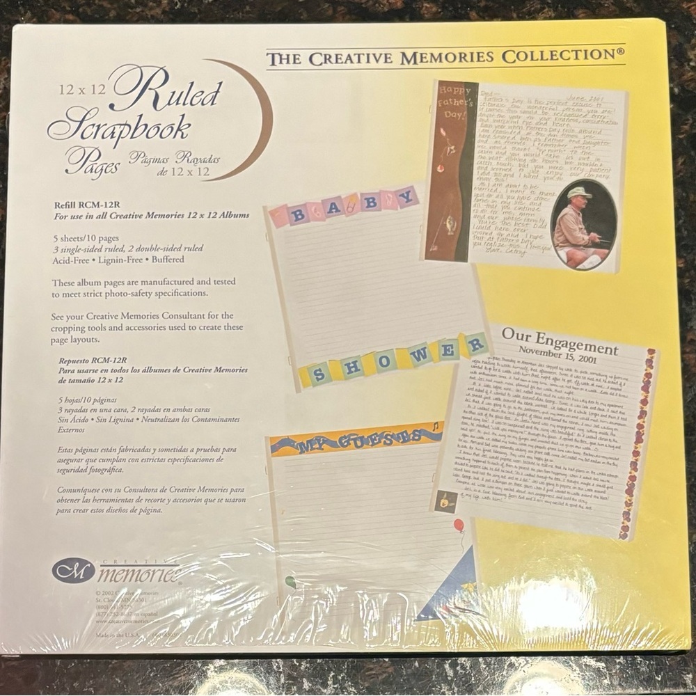 Creative Memories 12x12 White Ruled Scrapbook Pages, 5 sheets/10 pages
